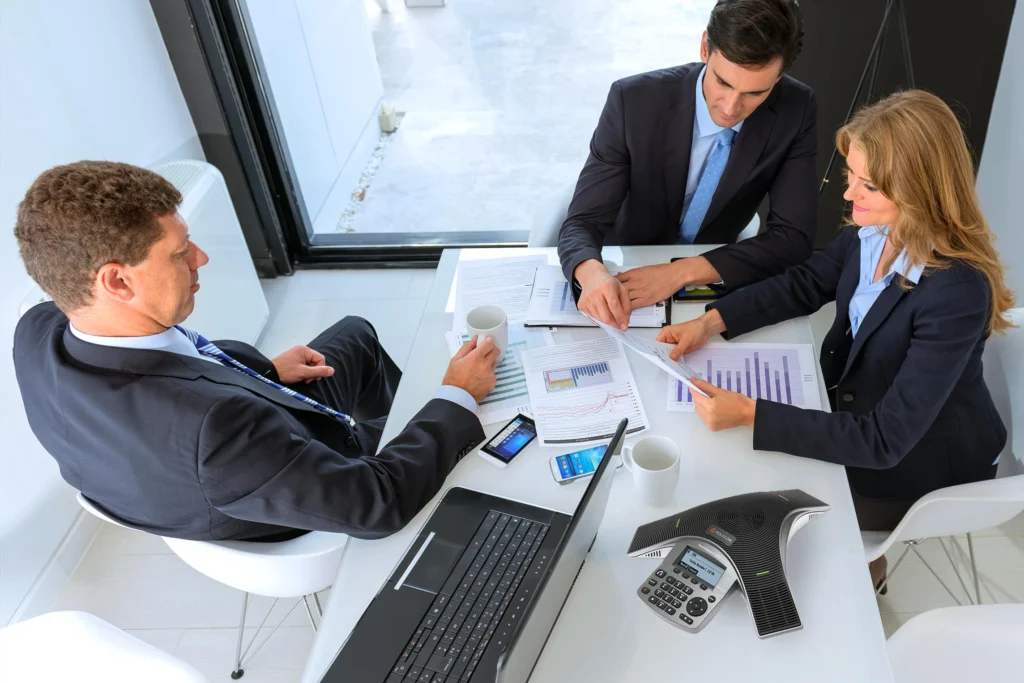 executives analyzing call center metrics